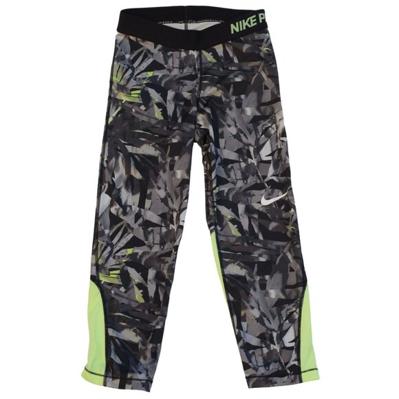 Nike Pro Womens Size Small Compression Capri 3/4 Training Leggings Black Green‎ - Picture 4 of 5